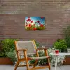 Klaprozen - Toscane - Zon - Rood - Blauw Tuinposter op houten frame 2 cm dik klein -sfeer3
