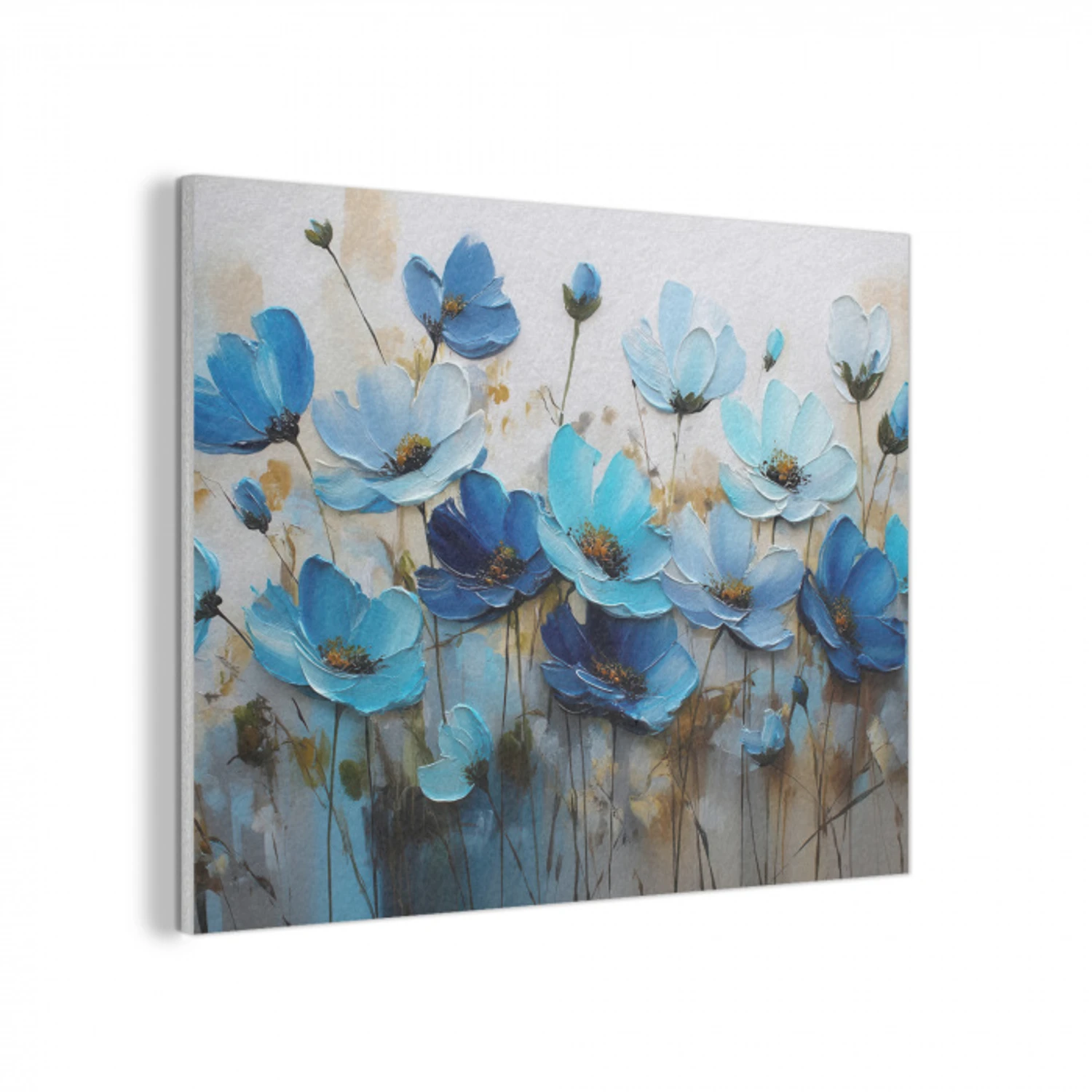 Bloemen - Schilderij - Blauw PET vilt klein -3d