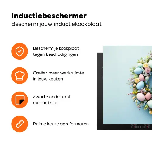 Krans - Eieren - Bloemen Inductie beschermer vinyl 3mm klein -zzzzzzz-td-ups