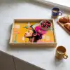 Vogel - Vrouw - Abstract - Bloem Dienblad Rechthoek middel -sfeer2