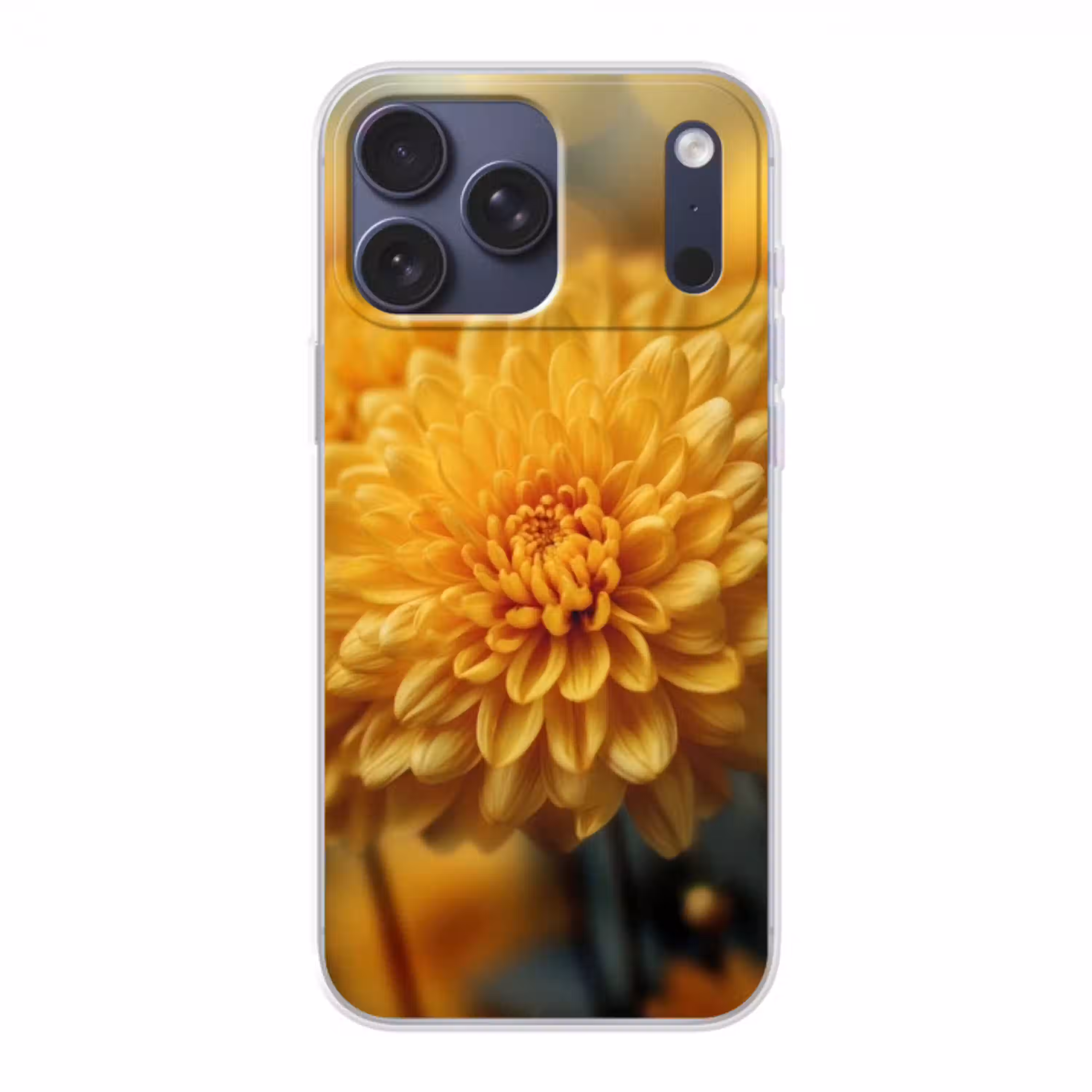 Geel - Chrysant - Zachtheid Telefoonhoesje iPhone 17 Pro Max klein -3d