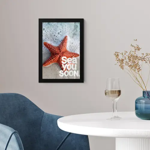 Sea you soon - Zeester - Zee fotolijst zwart zonder passe partout klein -sfeer4