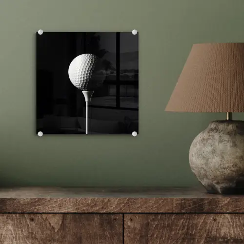 Golfbal - Minimalistisch - Wit plexiglas 5mm klein -sfeer3