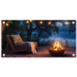 Kampvuur - Meer - Avondlicht tuinposter los doek klein -3d