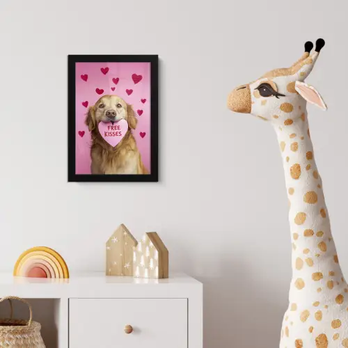 Hond - Kiss- Valentijn - Hartjes fotolijst zwart zonder passe partout klein -usfeer4_kinderkamer
