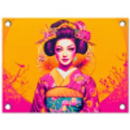 Bloemen - Vrouw - Kimono - Roze tuinposter los doek klein -3d