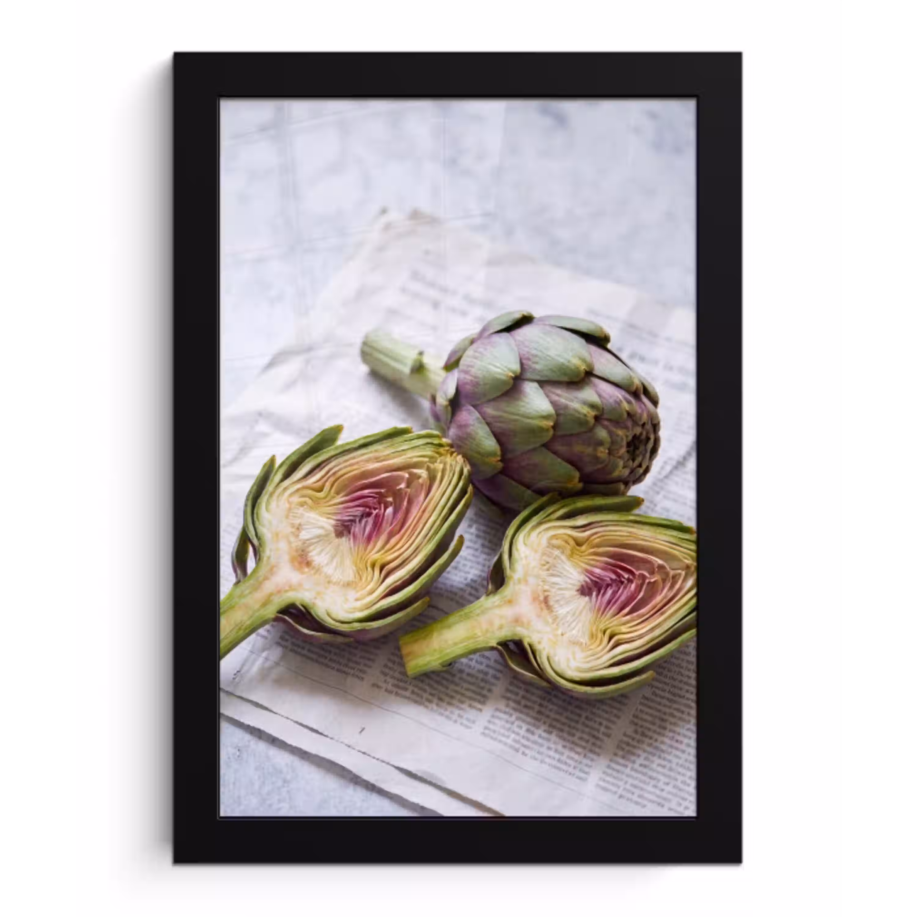 Artisjok - Doorgesneden - Eten fotolijst zwart zonder passe partout klein -3d