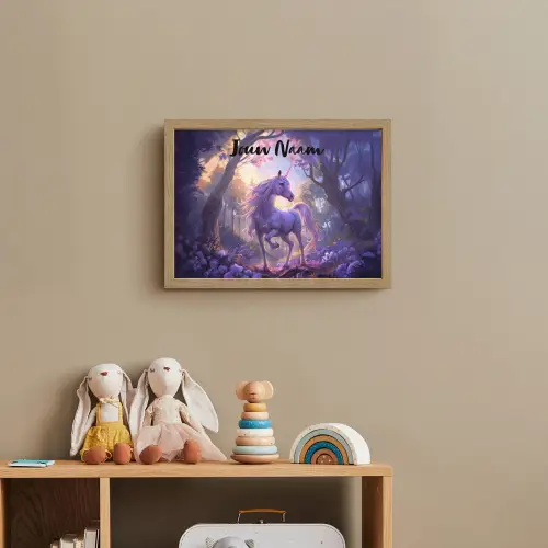 Eenhoorn - Paars - Sprookje - Fantasy dier Light Box met batterij (Wandlamp kind) middel -sfeer2_kind