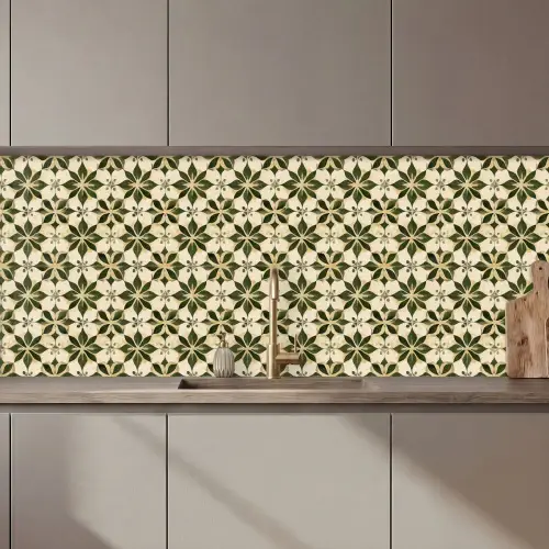 Tegel - Dessin - Groen keuken achterwand 2 middel 871 zz_3dshopping