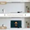 Vrouw - Vlinder - Bril - Blauw - Modern - Portret keuken achterwand spatscherm klein -voor_na_NL