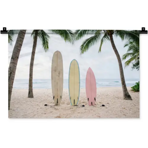 Surfboard - Palmbomen - Kleurrijk Wandkleed katoen klein -zz3d