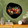 Groente - Peper - Knoflook - Graffiti - Verf - Kleurrijk Wandcirkel Organisch Plexiglas middel -sfeer2