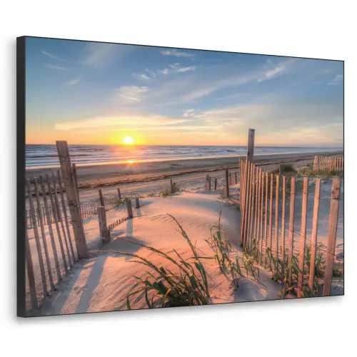 Strand - Zee - Duin - Zonsondergang - Landschap Textielframe zwart klein -3d