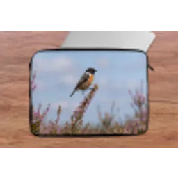 Roodborsttapuit - Heide - Paars - Natuur - Sfeervol laptophoes neopreen klein -tafel