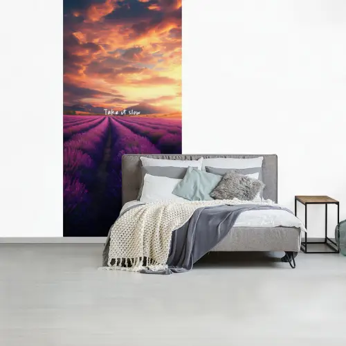 Lavendelveld - Quote - Zonsondergang fotobehang vinyl groot -slaapkamer