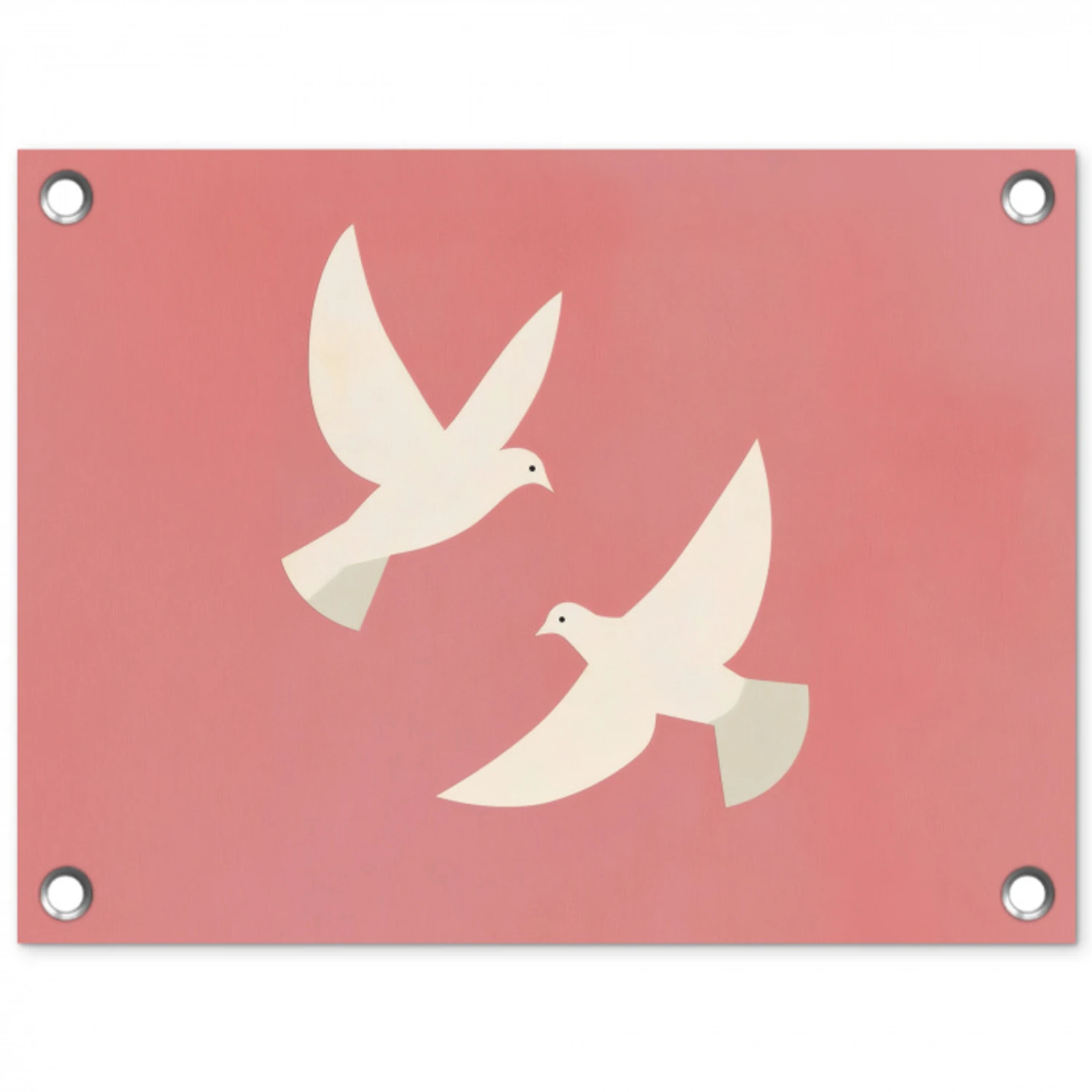 Duiven - Wit - Sierlijk tuinposter los doek klein -3d