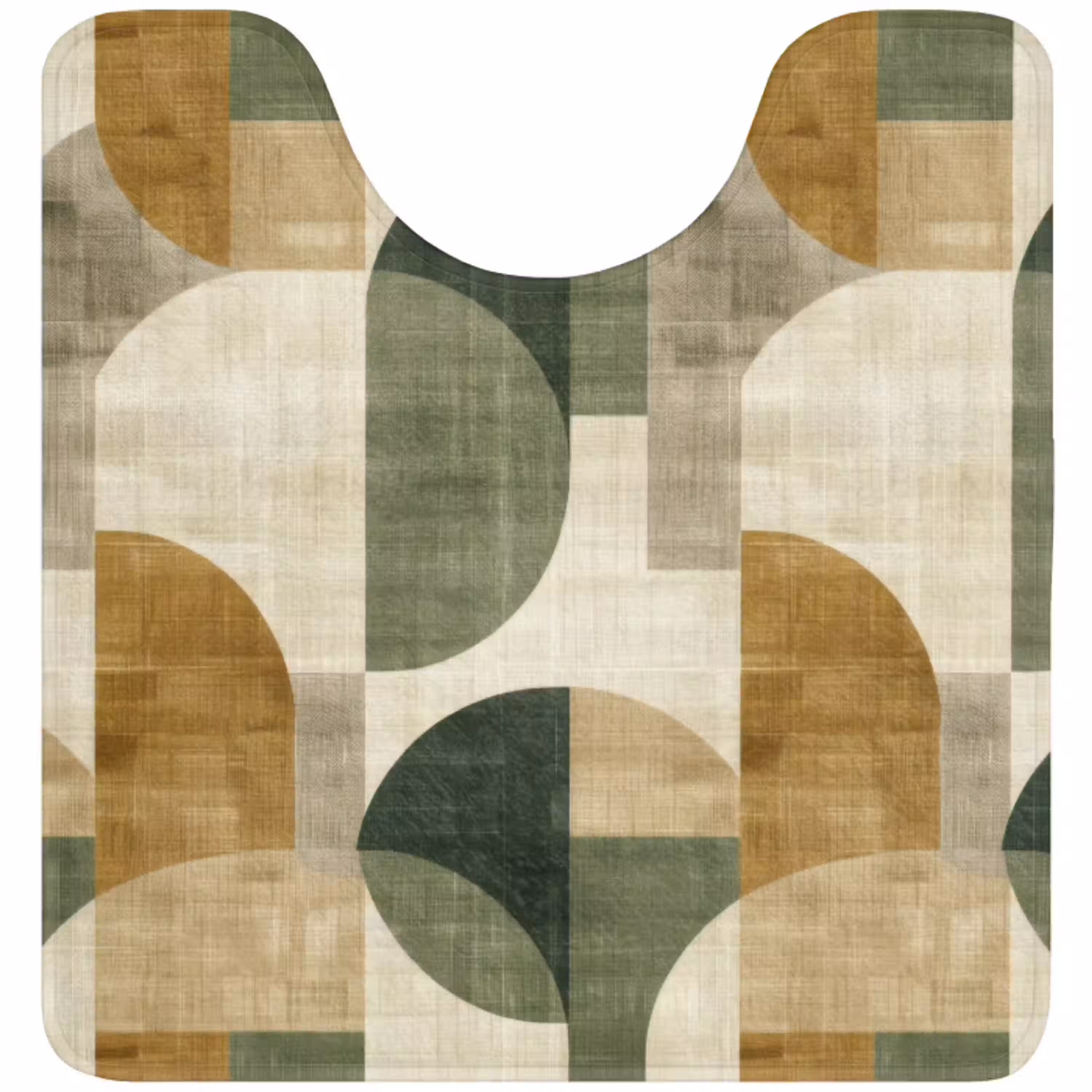 Olijfgroen - Geometrisch - Abstract - Mid-Century - Linnen - Patroon WCmat U-uitsnede middel 1014 -3d