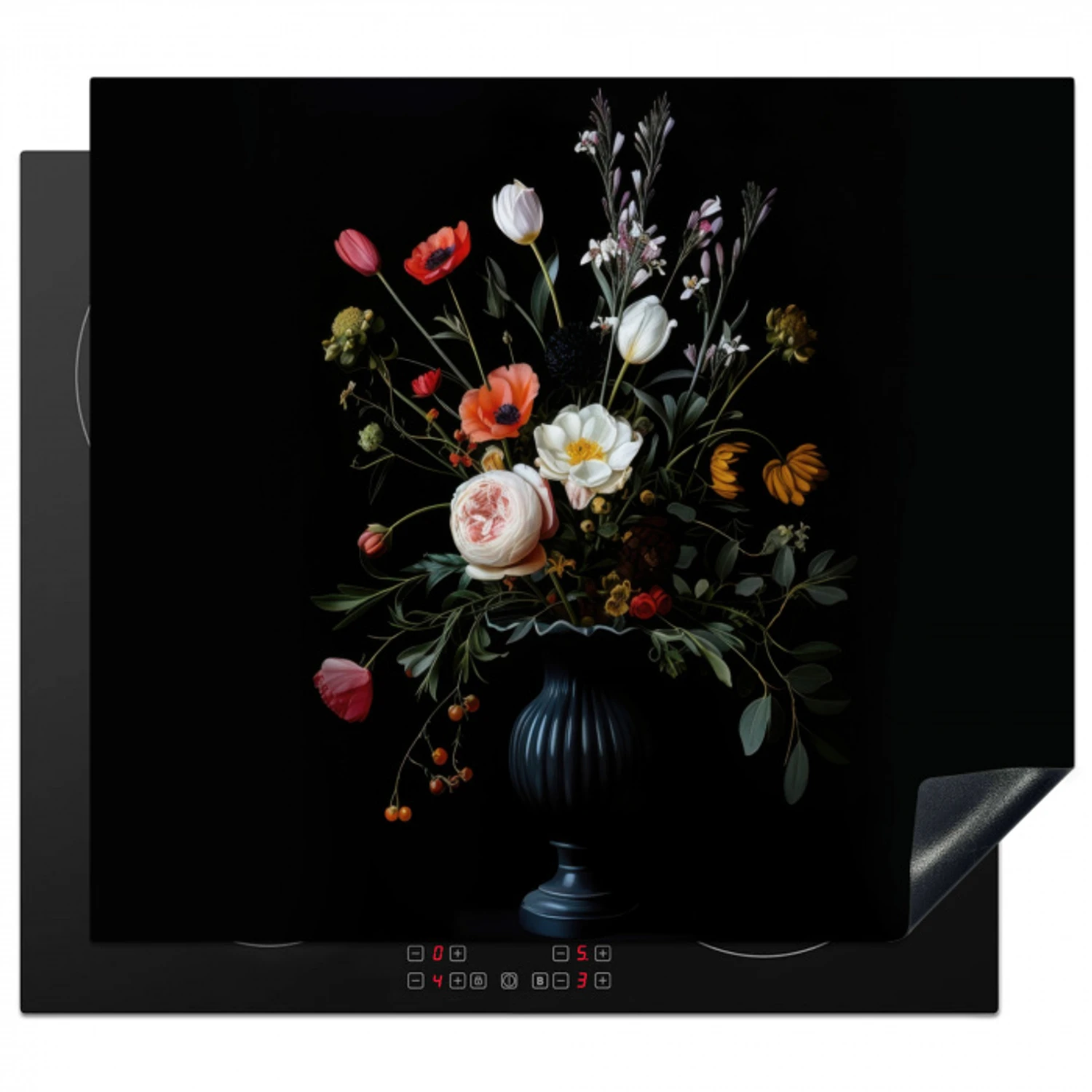 Bloemstuk - Vaas - Zwart Inductie beschermer vinyl 3mm middel -3d