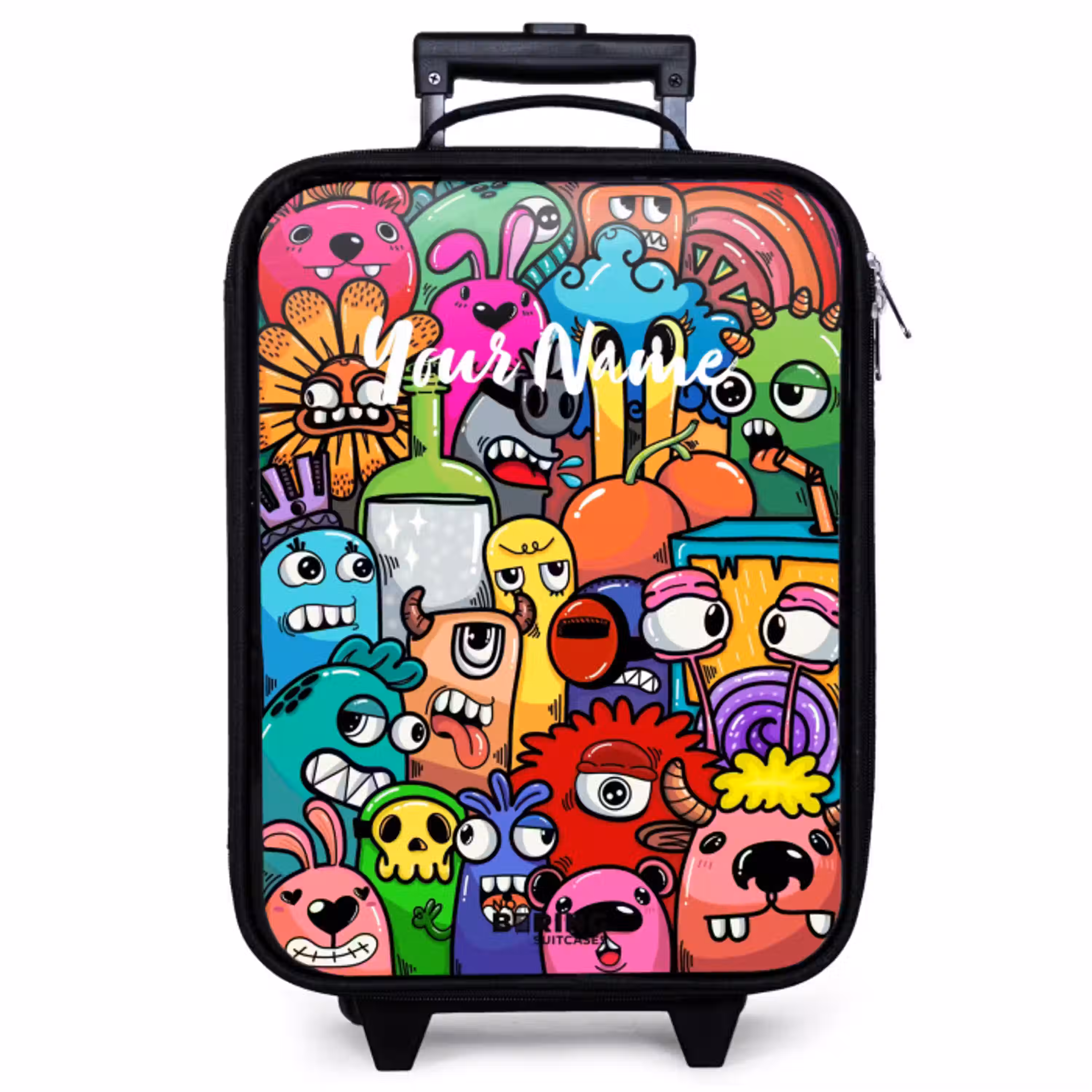 Knallende gekleurde monsters Kinderkoffer - Zwart klein -zzz_website3d