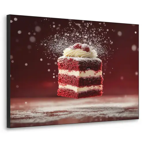Rode - Velvet - Taart - Eten Textielframe zwart klein -3d