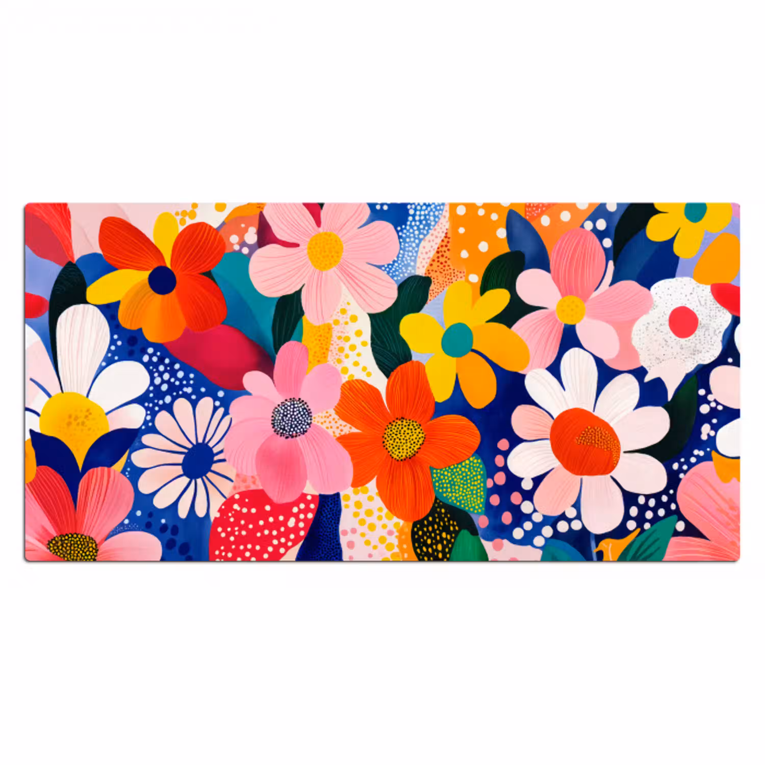 Bloemen - Kleurrijk - Stippen Muismat XXL klein -3d_leeg