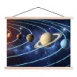 Ruimte - Zonnestelsel - Blauw textielposter latten blank klein -3d