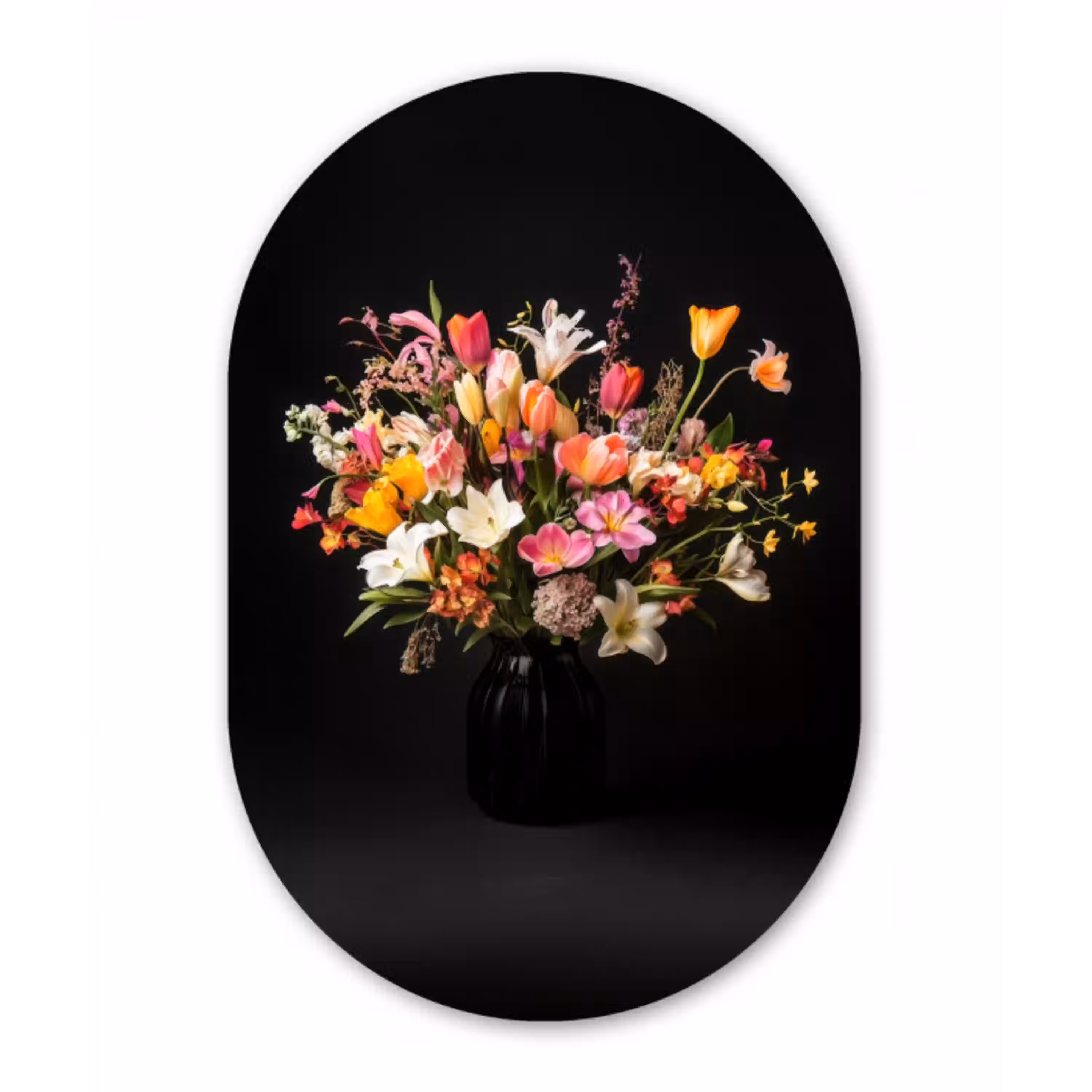 Vaas - Bloemen - Tulpen Wandcirkel Ovaal Forex klein -3d