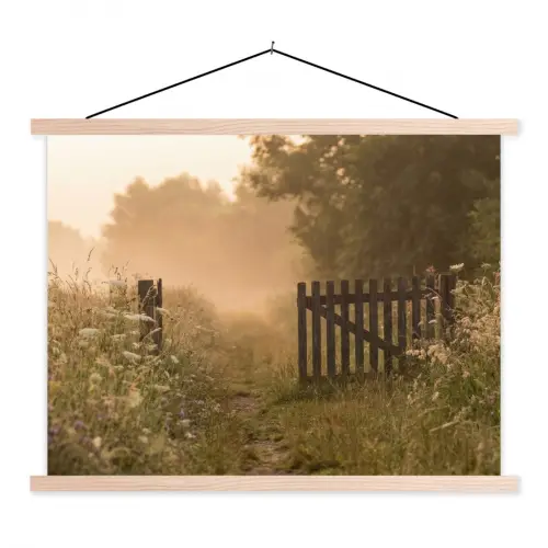 Hek - Natuur - Mist - Veld textielposter latten blank klein -3d