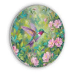 Kolibrie - Bloemen - Natuur - Kleurrijk Akoestische PET Vilt - Rond klein -3d