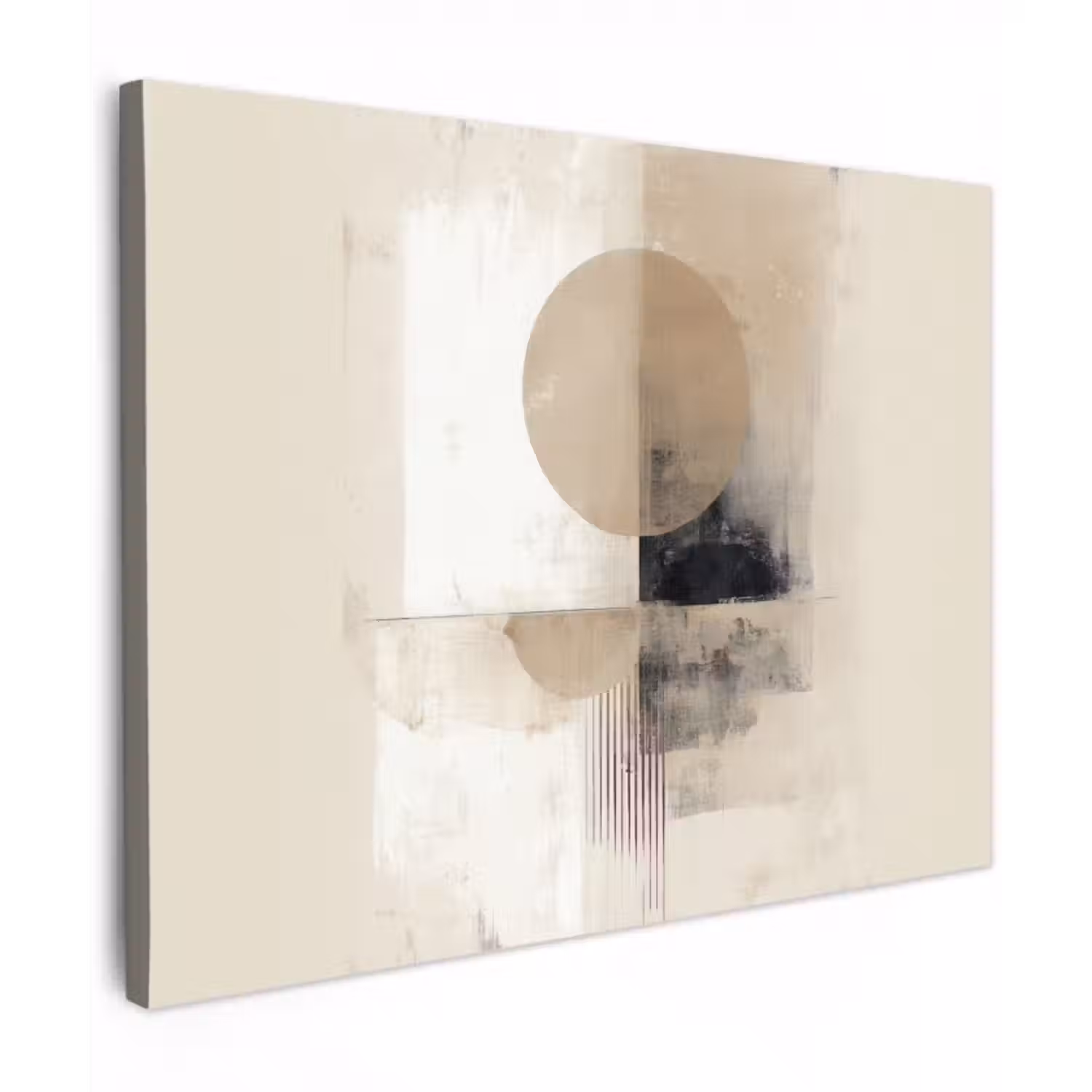 Tableau sur toile - Cercle - Composition - Profondeur - Beige