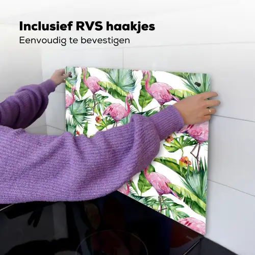Inductie beschermer - Bladeren - Flamingo - Jungle - Inductiemat Inductie beschemer met haakjes klein -ky-ophangen-nl