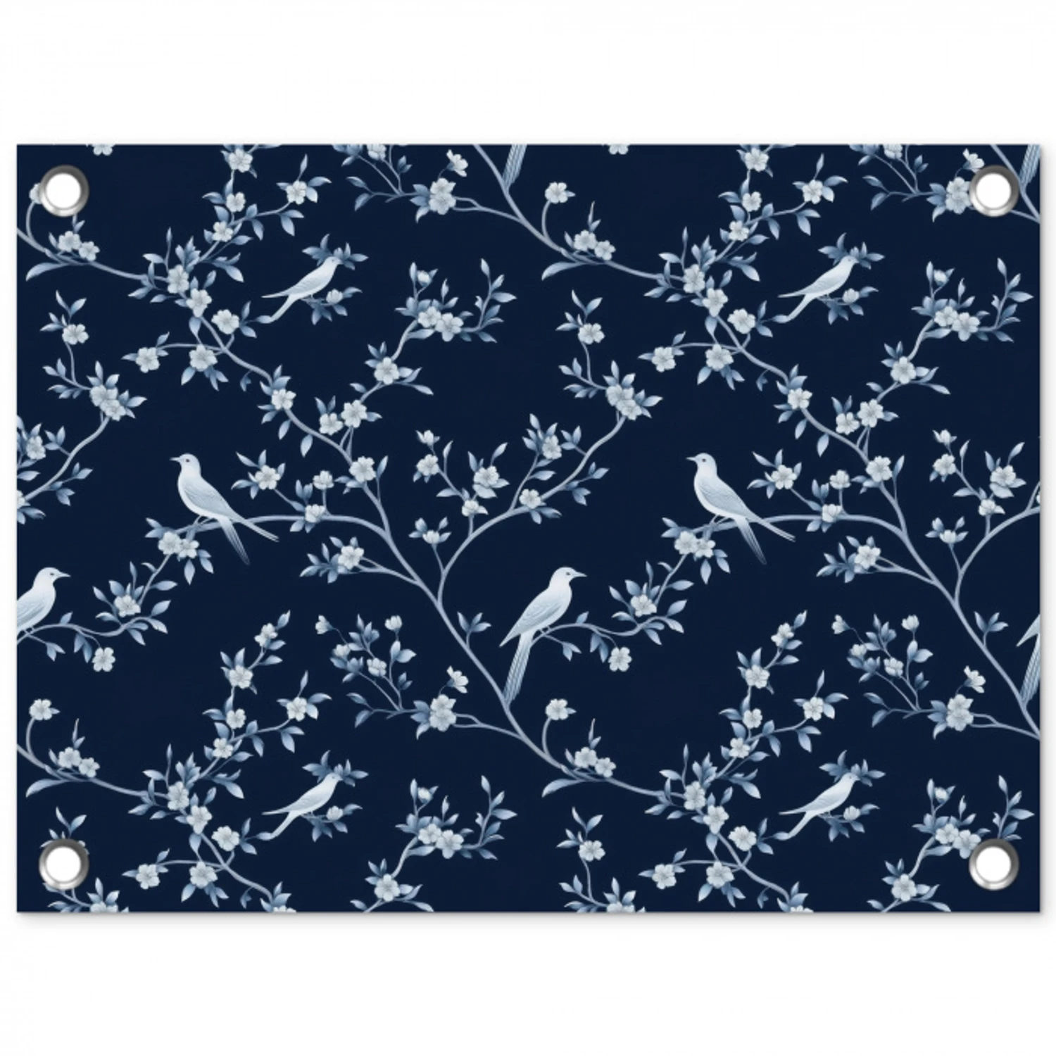Grafisch - Bloesemtak - Blauw tuinposter los doek klein 239 -3d
