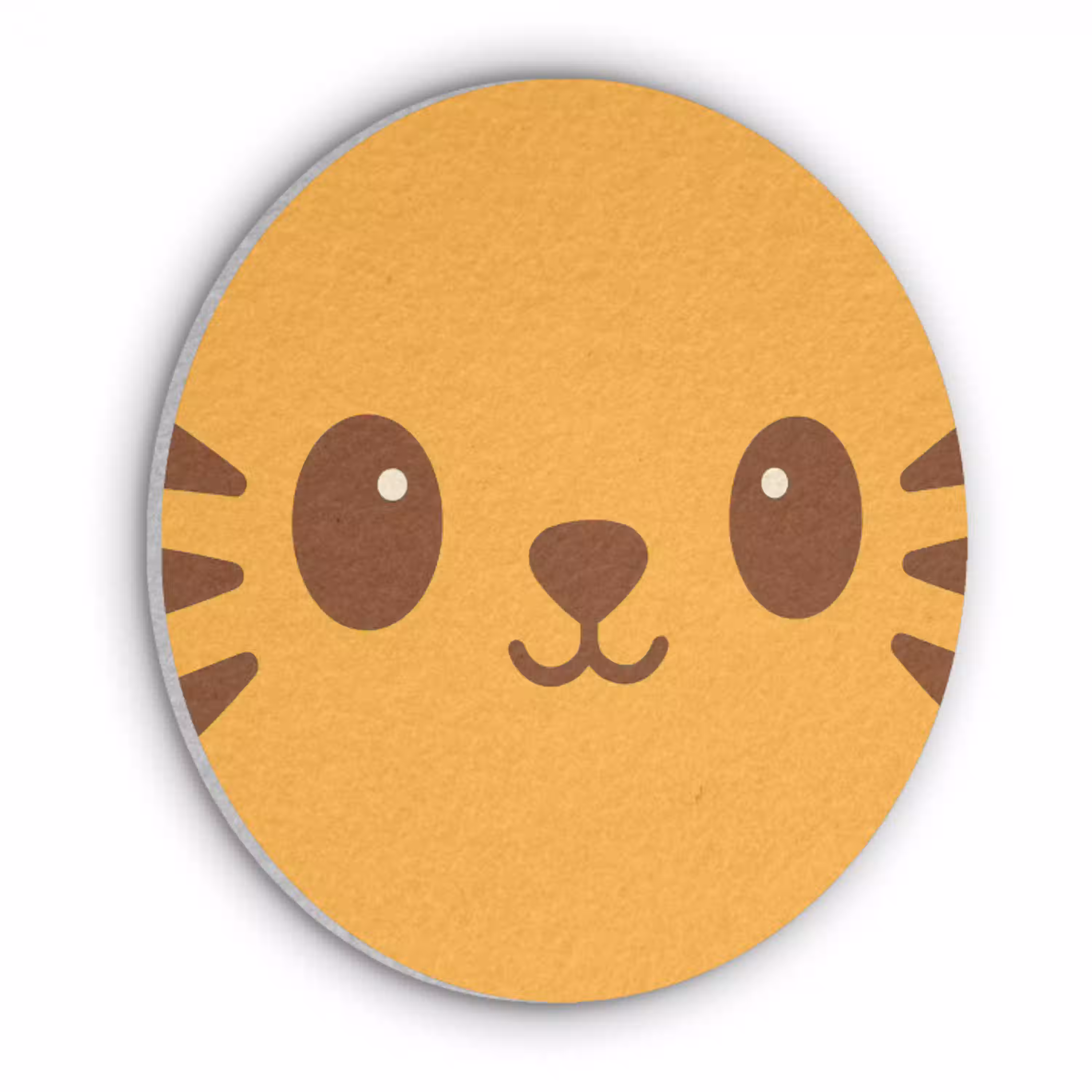 Kat - Simplistisch - Oranje - Vrolijk Akoestische PET Vilt - Rond klein -3d