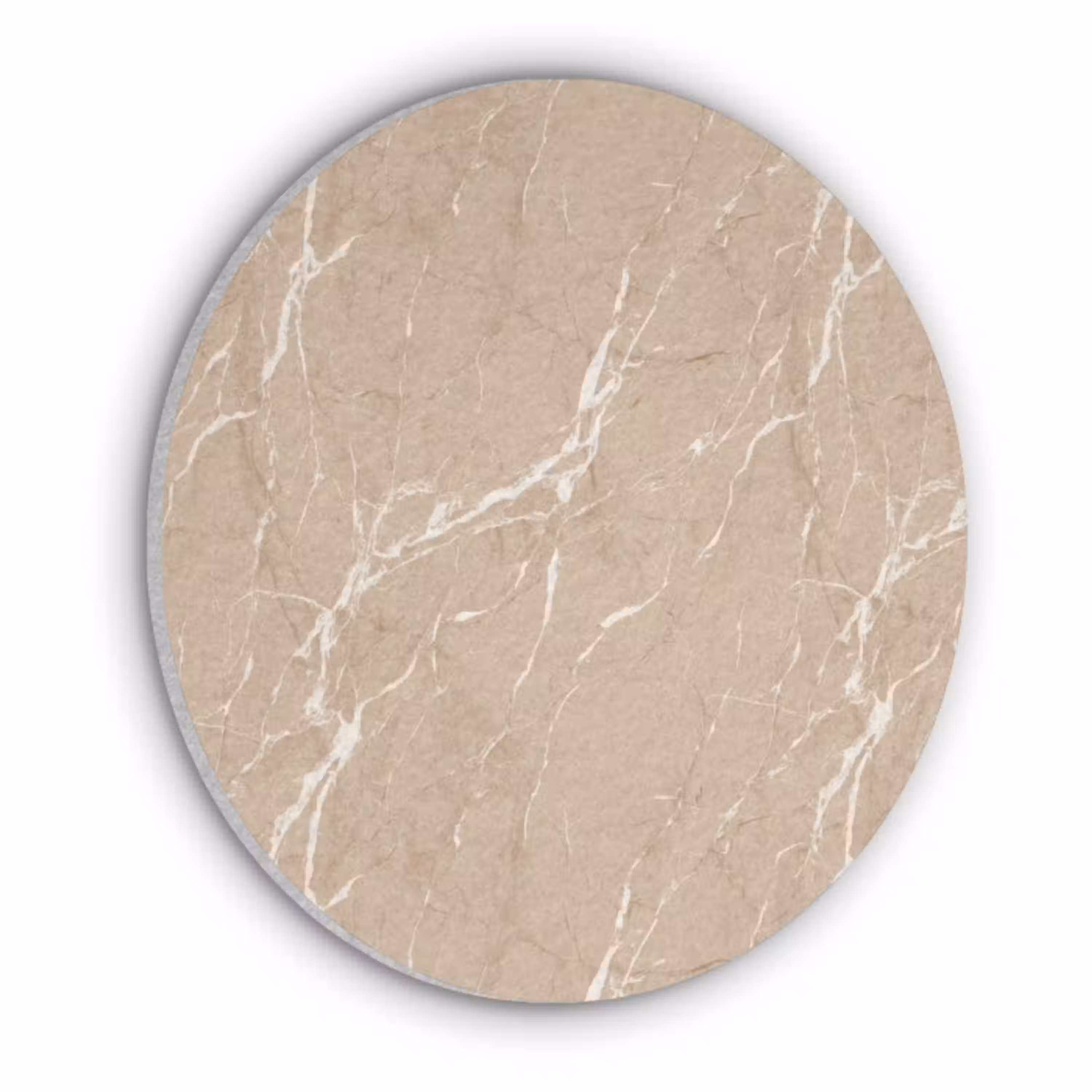 Beige - Marmer - Organisch - Wit Akoestische PET Vilt - Rond klein 838 -3d
