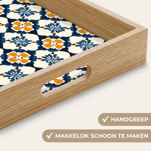 Klassiek - Geometrisch - Blauw Dienblad Rechthoek middel 911 -USP_HandgreepNL