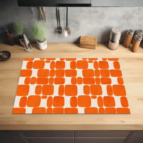 Patroon - Retro - Oranje Inductie beschermer vinyl 3mm klein 276 -sfeer5