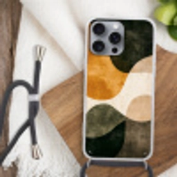 Vormen - Okergeel - Abstract Hoesje iPhone 16 Pro Max met koord klein -sfeer4