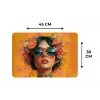 Vrouw - Bloemen - Aesthetic - Oranje Placemat vinyl groot -specs