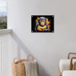 Aap - Graffiti - Kleurrijk - Bananen - Modern tuinposter los doek klein -sfeer8