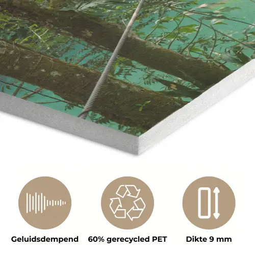 Jungle - Water - Brug - Natuur - Planten PET vilt klein -closeup_NL