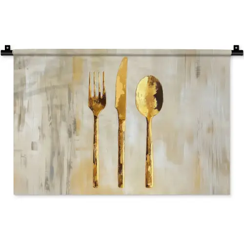 Verf - Goud - Bestek Wandkleed katoen klein -zz3d