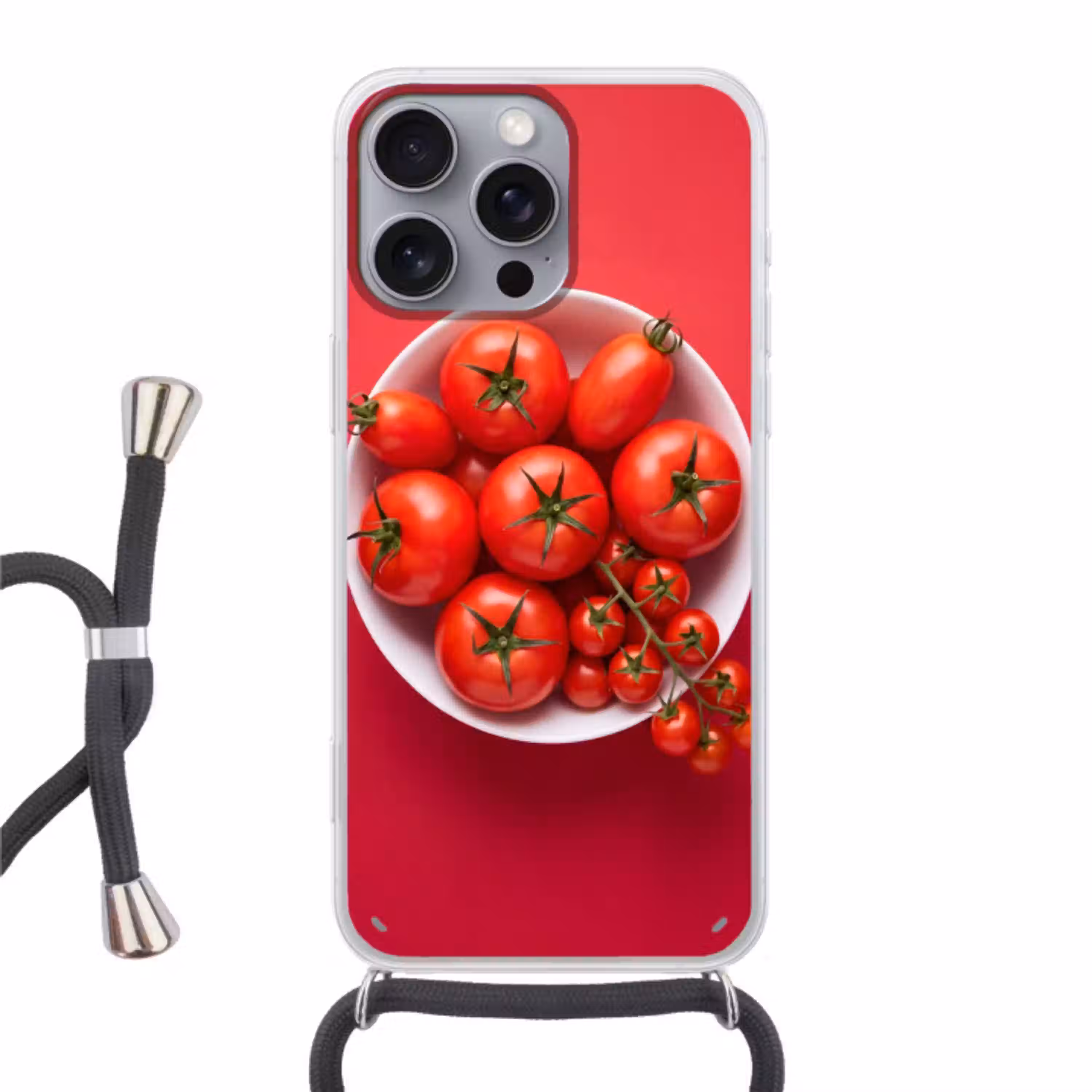 Eten - Kom - Rood Hoesje iPhone 16 Pro Max met koord klein -3d