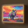 Neushoorn - Zonsondergang - Savanna - Kleurrijk Light Box met batterij (Wandlamp) middel -z3d_website
