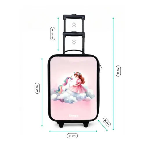 Prinses en eenhoorn op een wolk Kinderkoffer - Zwart klein -productfoto_formaten