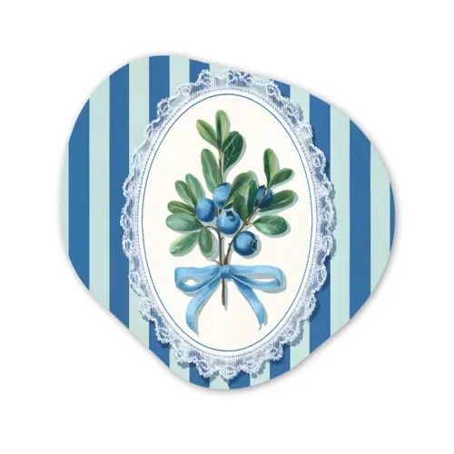 Illustratie - Bessen - Blauw - Strepen Wandcirkel Organisch Plexiglas middel -3d
