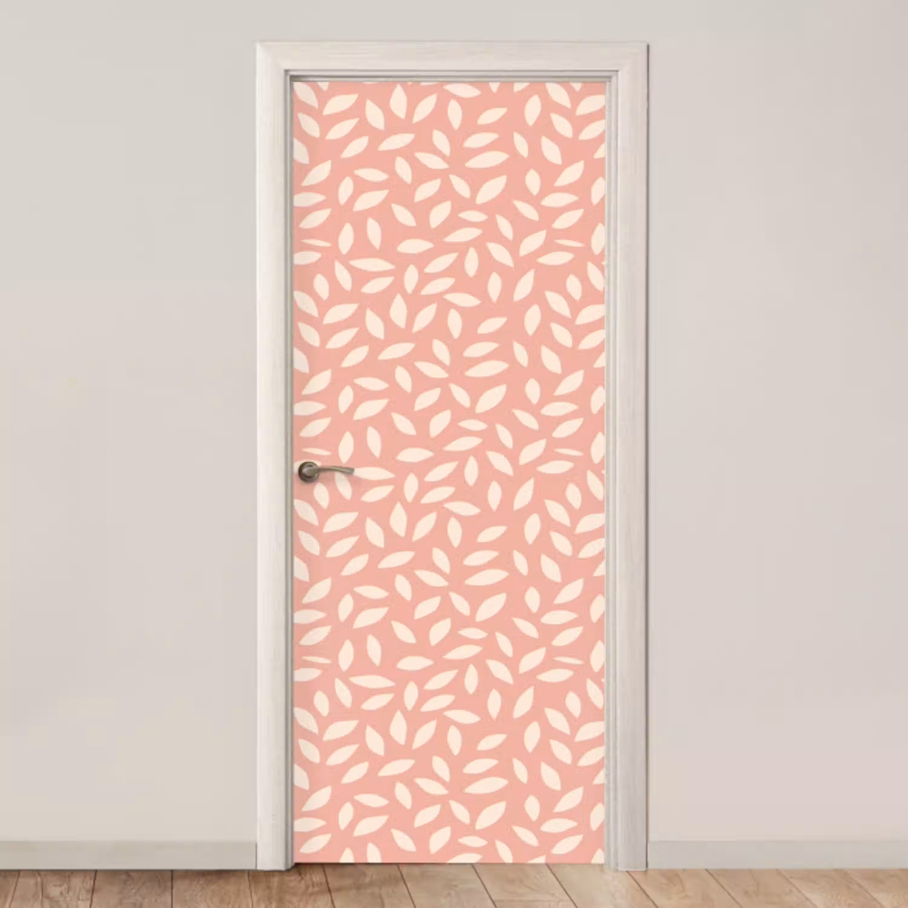 Roze - Bladeren - Speels - Patroon deurposter klein 289 -3d_beige