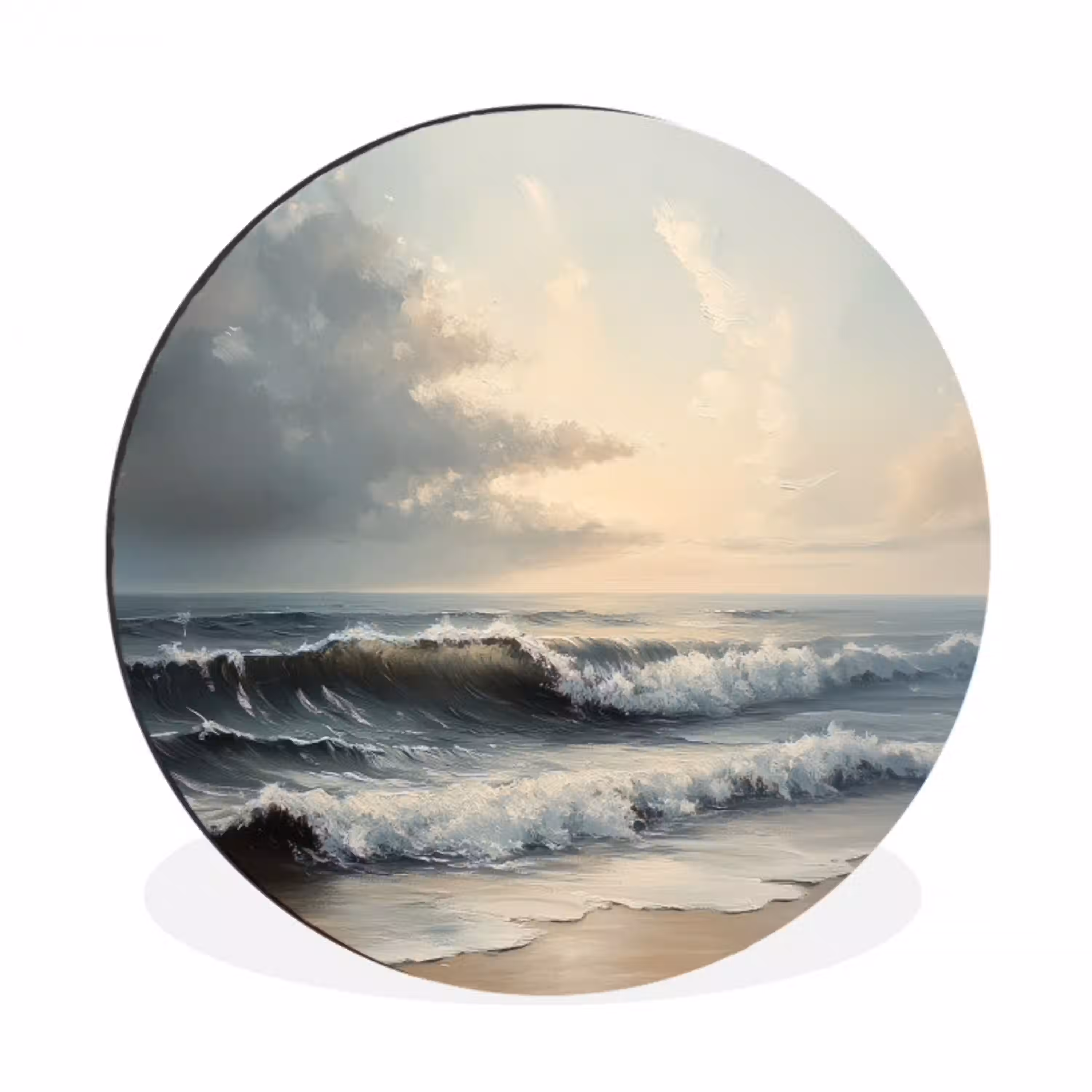 Strand - Zee - Zonsondergang Wandcirkel aluminium klein -3d