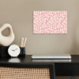 Doolhofpatroon - Roze - Wit - Abstract poster papier klein 62 -sfeer1