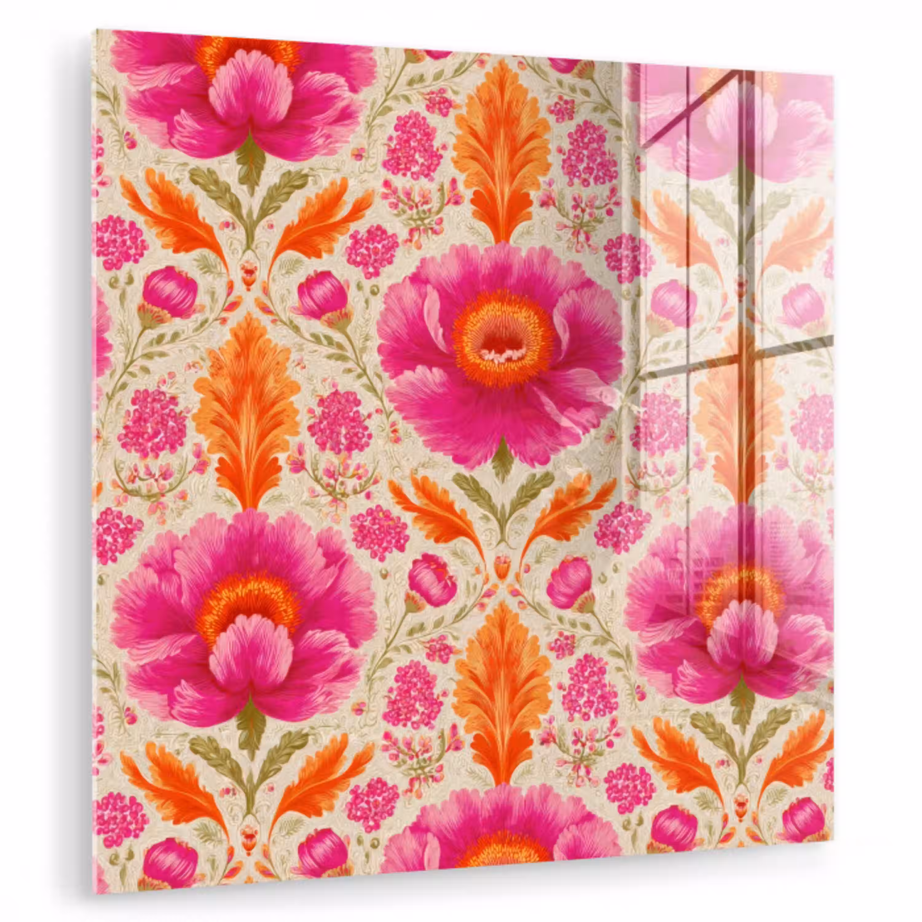 Bloemen - Barok - Roze - Oranje plexiglas 5mm klein 11 -zzzproduct_nieuw