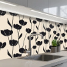 Tulpen - Patroon - Zwart keuken achterwand 2 middel 871 -3d_schuin
